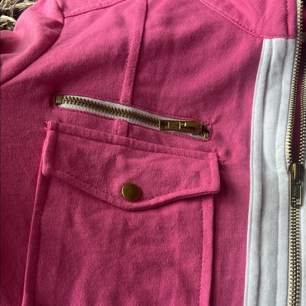 Roaman's Pink Utility Jacket with Gold Details Just Lovely and Ladylike - Picture 6 of 14